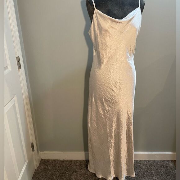 Atnlewhi Ivory Champagne Slip Dress Size Large - Picture 1 of 8